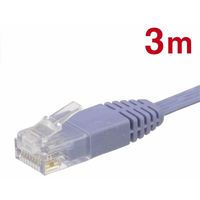 オーム電機 LANケーブル カテゴリー6 フラット 3m PC-N1065 1セット(3個)（直送品）