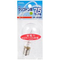 オーム電機 ミニクリプトン電球 E17 75W形 クリア OHM LB-PS4775K-C 1セット(5個)（直送品）