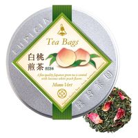 ルピシア 白桃煎茶ティーバッグ 定番デザインラベル缶 1個（10バッグ入）