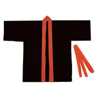 アーテック カラー不織布ハッピ 子供用 Sサイズ 黒（赤襟） 1550 1セット（1個×4）
