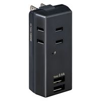 ELPA 耐雷USBタップ 3個口 2ポート 2.4A UA-322SB(BK) 1個（直送品）
