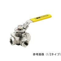 フローバル ステンレス製3方向ボールバルブ V32L-02 1個 64-6475-44（直送品）