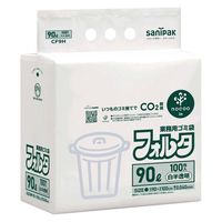 ゴミ袋 nocoo in 業務用フォルタ 白半透明 90L 厚さ:0.04mm 1パック（100枚入）日本サニパック
