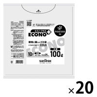 ゴミ袋 nocoo in エコノプラス半透明 100L 厚さ:0.025mm（200枚:10枚入×20パック）日本サニパック