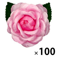 渡辺徽章 ミニローズ 桃 1セット（100個：10個入×10）胸花 徽章 コサージュ