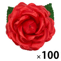 渡辺徽章 ミニローズ 赤 1セット（100個：10個入×10）胸花 徽章 コサージュ