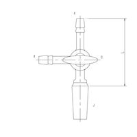 旭製作所 摺付三方コックII型 オス ガラスコック 19/22 85mm 2454-3M 1個 65-1838-11（直送品）