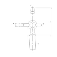 旭製作所 摺付三方コックII型 オス PTFEコック 19/22 80mm 2456-3M 1個 65-1838-15（直送品）