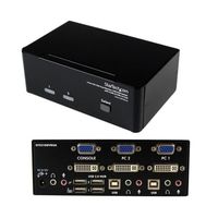 2ポートデュアルディスプレイ(DVI&VGA)対応KVMスイッチ オーディオ対応/USB2.0ハブ付 SV231DDVDUA 1個（直送品）