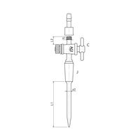 旭製作所 PTFE コック付キャピラリー管 コック ウォーターコネクター仕様 15/35 3390-2L-W 1個 65-2346-12（直送品）