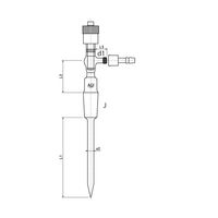 高真空グリースレスバルブ付キャピラリー管 高真空グリースレスバルブ 芯棒材質:PTFE ウォーターコネクター仕様 24/40 3390-4L-V-W（直送品）