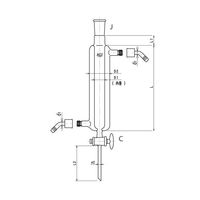ジョイント付二重管式クロマトカラム(コック付) ガラスコック ウォーターコネクター仕様 Φ20L:300 3832-20/300-4L-W 1個（直送品）