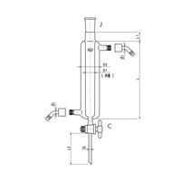 ジョイント付二重管式クロマトカラム(コック付) PTFEコック ウォーターコネクター仕様 Φ20L:300 3834-20/300-4L-W 1個（直送品）