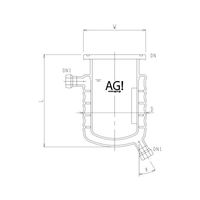 旭製作所 媒体バッフル付二重管式セパラ反応容器 15A 端部タイプ Oリング溝・撹拌バッフル付 3008-1/100A-M-GA 1個（直送品）