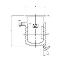 旭製作所 媒体バッフル付二重管式セパラ反応容器 15A 端部タイプ 撹拌バッフル付 3008-6/200A-M-A 1個 62-2097-08（直送品）