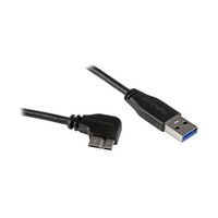 StarTech.com USB 3.0 MicroーB スリムケーブル 2m オス/オス L型右向きマイクロB USB3AU2MRS 1個（直送品）