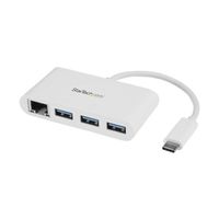 3ポートUSB 3.0ハブ USB TypeーC接続 ギガビット有線LANアダプタ搭載 ホワイト HB30C3A1GEA 1個（直送品）