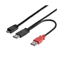 91cm USB Y字給電ケーブル(USB A ー MicroーB)外付けハードディスクに対応 USB2HAUBY3 1個（直送品）
