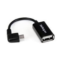 USBマイクロB OTG変換アダプタ 12cm TypeーA(メス) ー L型MicroーB(オス) UUSBOTGRA 1個（直送品）