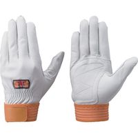 トンボ トンボレックス 牛革製手袋 ホワイト×オレンジ C-308R S 1双 509-2294（直送品）