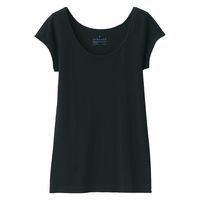 【レディース】無印良品 婦人 フライス編みフレンチスリーブTシャツ 婦人M 黒 良品計画