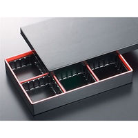 中央化学 折箱 WD-松花堂6仕切 赤黒 かぶせ蓋付 158576 1ケース(80個(1個×80))（直送品）