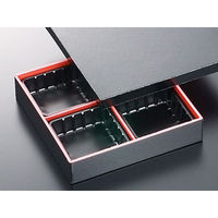 中央化学 折箱 新WD松花堂 4仕切 赤黒 かぶせ蓋付90 159533 1ケース(90個(10個×9))（直送品）