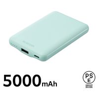モバイルバッテリー 5000mAh 軽量 小型 最大15W グリーン DE-C45-5000GN エレコム 1個（直送品）