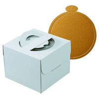 ヤマニパッケージ ケーキ箱 デコホワイト150 5号 中央差し 金台紙付丸型 DE-221TM 1ケース(100個(1個×100)（直送品）