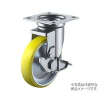 ユーエイ JーS型キャスター 自在車プレート式(ストッパー付) 径100mm 帯電防止ウレタン車輪(鋼板ホイル) UWEJ-100S 1個（直送品）