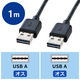USB Aケーブル　両面USB-A（オス）両面USB-A（オス）　1m　KU-RAA1　サンワサプライ　1本
