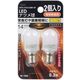 オーム電機 LEDナツメ球 常夜灯 E12 電球色 14lm 2個入 LDT1L-G-E12AS91-2 1セット(4個)（直送品）