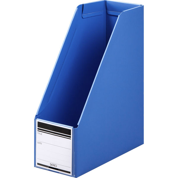 ボックスファイル組み立て式　A4タテ　10冊　PP製　ブルー　セリオ