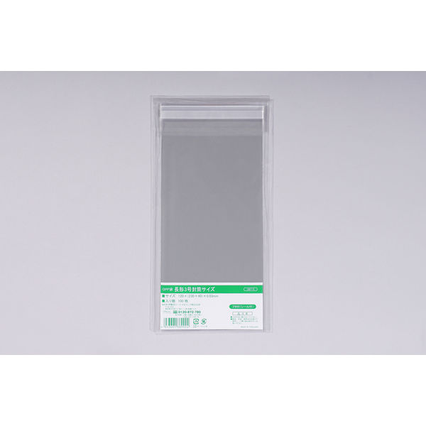 伊藤忠リーテイルリンク OPP袋（テープ付き） 長形3号封筒サイズ 透明封筒 1セット（1000枚：100枚入×10袋）