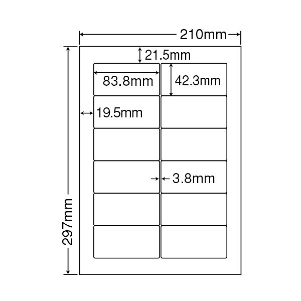 東洋印刷 ナナワード 粘着ラベル 白 A4 12面 1袋（100シート入