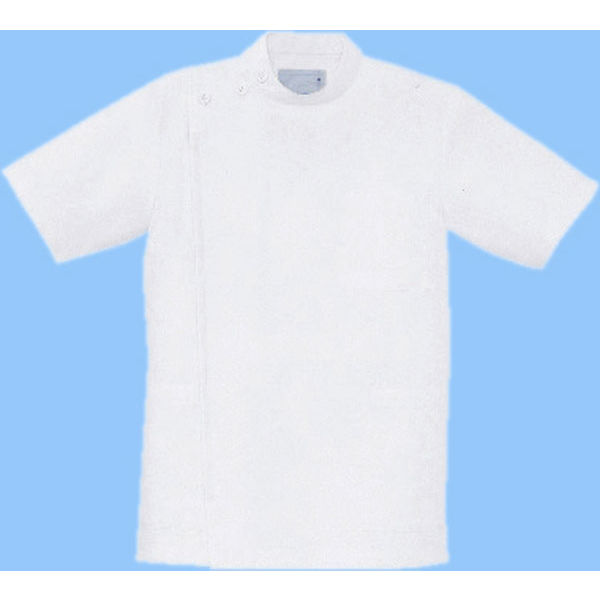 ナガイレーベン 男子横掛半袖 （医務衣 ケーシージャケット） 医療白衣 ホワイト M KES-5167