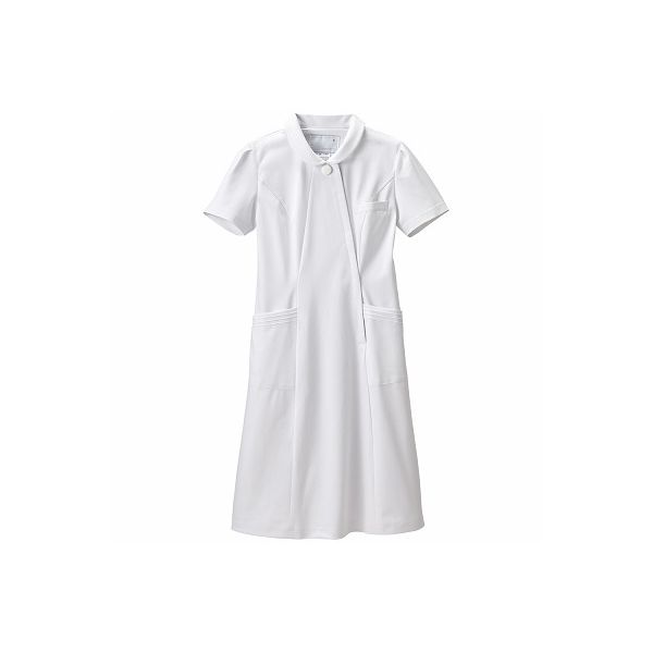 ナガイレーベン エレガントワンピース ナースワンピース 医療白衣 半袖 ホワイト L CA-1797（取寄品）