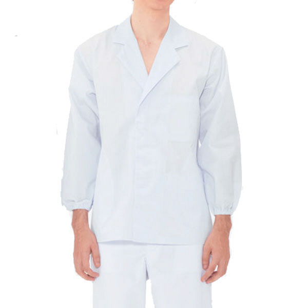 ナガイレーベン 男子食品衣長袖 ホワイト シングル L NP-200（取寄品）
