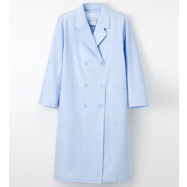 ナガイレーベン 女子診察衣（ダブル） KEX-5120  ブルー LL 女子ダブル診察衣 ドクターコート 医療白衣