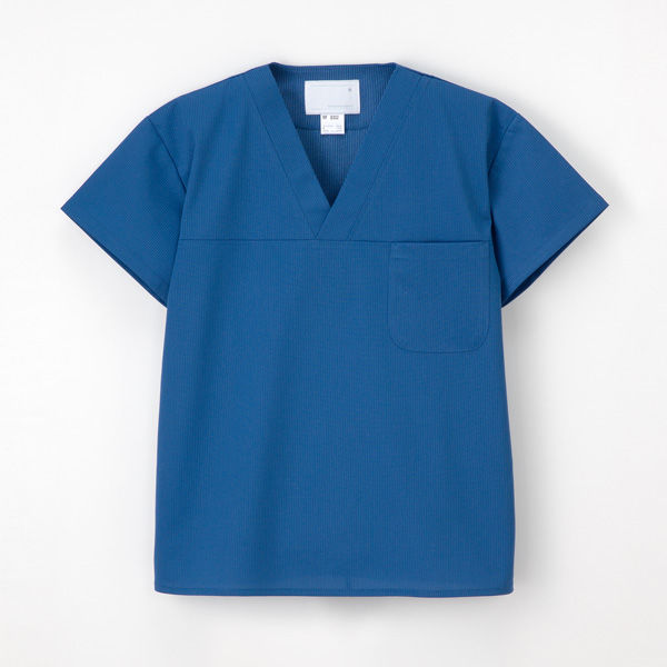 ナガイレーベン 男子上衣 （スクラブ） 医療白衣 半袖 ロイヤルブルー L MF-8302（取寄品）