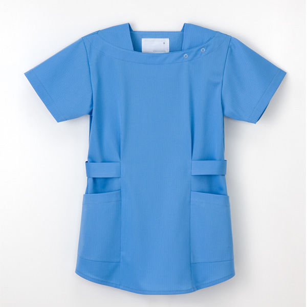 ナガイレーベン 女子チュニック （スクラブ） 医療白衣 半袖 ブルー S MF-8312（取寄品）