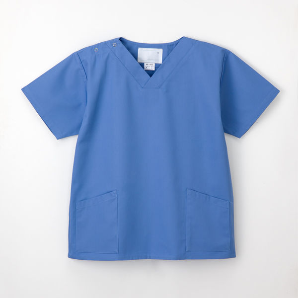 ナガイレーベン 男女兼用上衣 （スクラブ） 医療白衣 半袖 ブルー S NR-8602（取寄品）