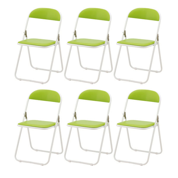 TOKIO 折りたたみイス ホワイトフレーム（背座:ビニールレザー 折りたたみ可能） グリーン 1箱（6脚入） パイプ椅子 オリジナル