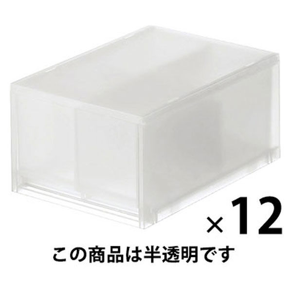 無印良品 ポリプロピレンケース・引出式・深型・引出2個（仕切付） 約幅26×奥行37×高さ17.5cm 1セット（12個：6個入×2箱） 良品計画