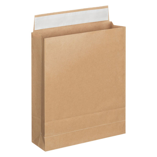 「現場のチカラ」 スーパーバッグ 宅配袋（紙製） フィルム貼り 茶 小サイズ 封かんシール付 1セット（200枚：100枚×2）  オリジナル