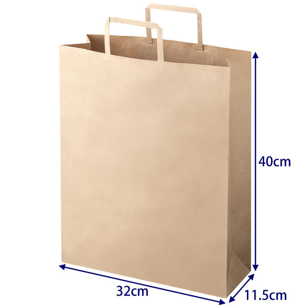 平紐 クラフト紙手提袋ベーシック320×400×115 茶 1セット（900枚：300枚×3箱）  オリジナル