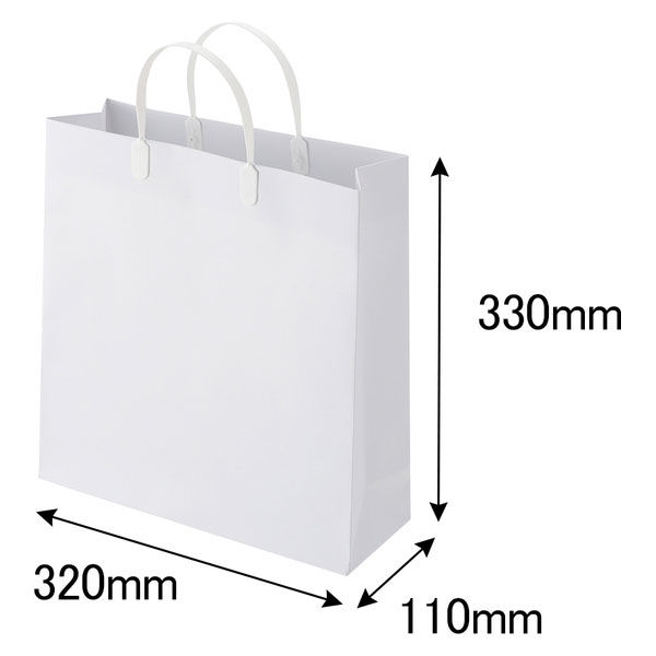 手提げ紙袋（マットフィルム貼り・ハッピータックタイプ）　平紐　白　S　1箱（90枚：5枚入×18袋）　スーパーバッグ  オリジナル