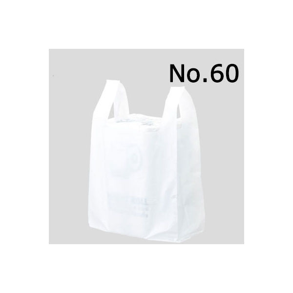 国産レジ袋　乳白　60号　1セット（6000枚：1000枚入×6袋）　福助工業  オリジナル