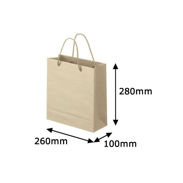 ナチュラルカラー手提袋　丸紐　ベージュ　S　1セット（25枚：5枚入×5袋）　スーパーバッグ オリジナル