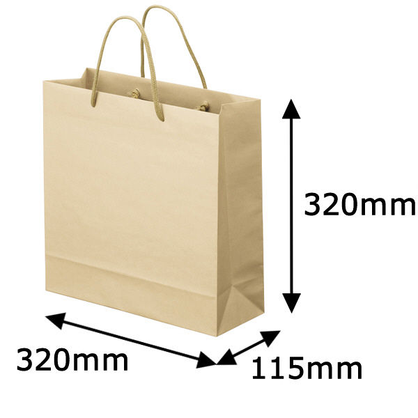 ナチュラルカラー手提袋　丸紐　ベージュ　M　1セット（25枚：5枚入×5袋）　スーパーバッグ オリジナル